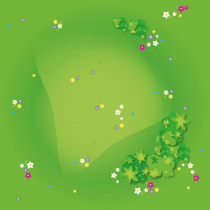 Spielmatte – Graslandschaft mit Blumen
