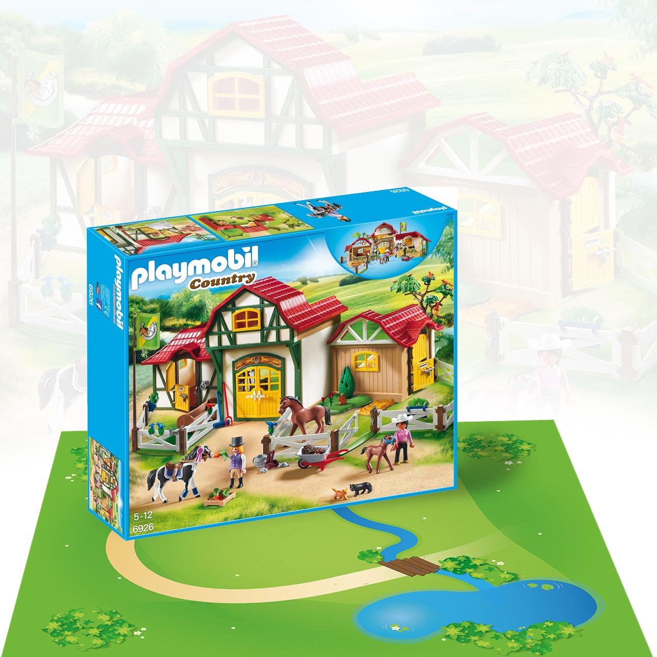 Playmobil Reiterhof inklusive großem Spielmatten-Set